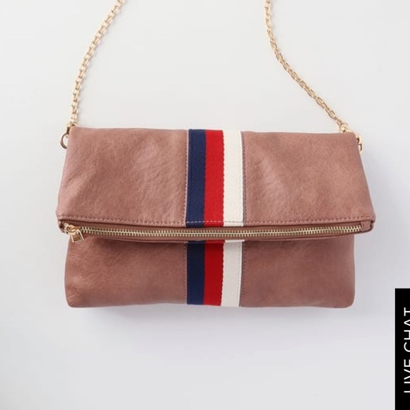 Lulus Handbags - Striped mauve purse